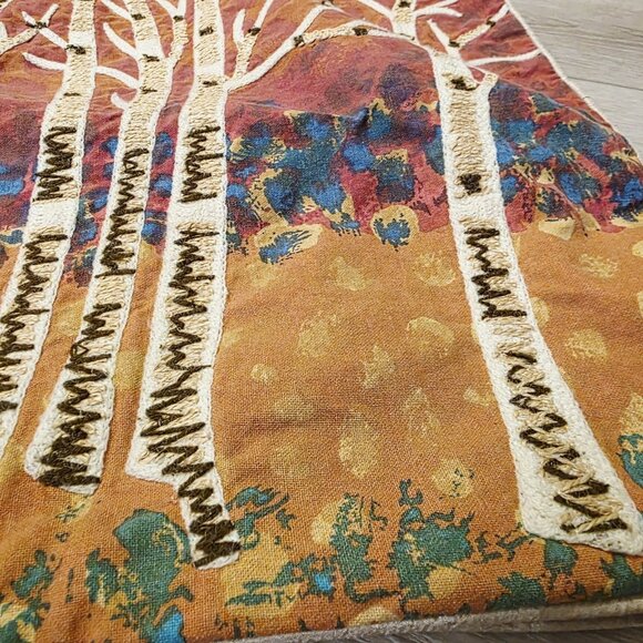 2 Pier 1 Embroidered Jute Birch Tree Throw Pillow Cover 17 X 17 Zipper Closure - Picture 3 of 9